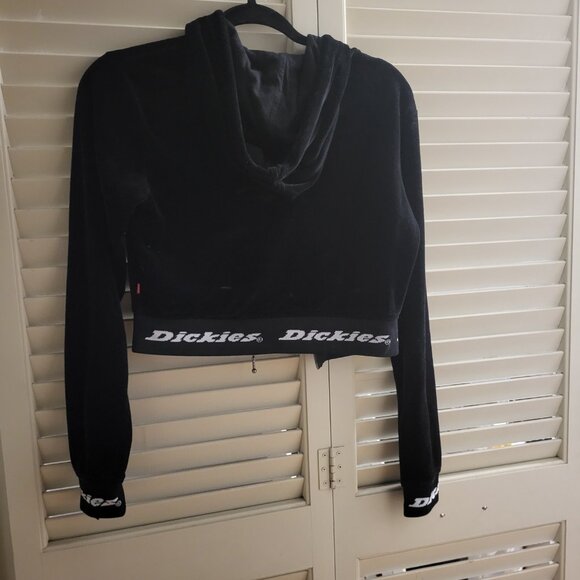 Women's Dickies Black Crop Zip-Up Sweater Small - Picture 3 of 6
